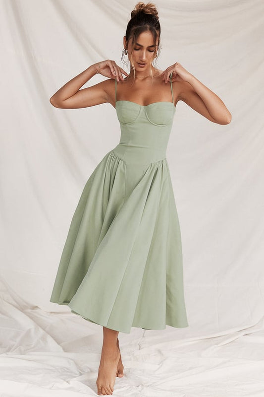 Sleeveless Corset Fit Midi Dress