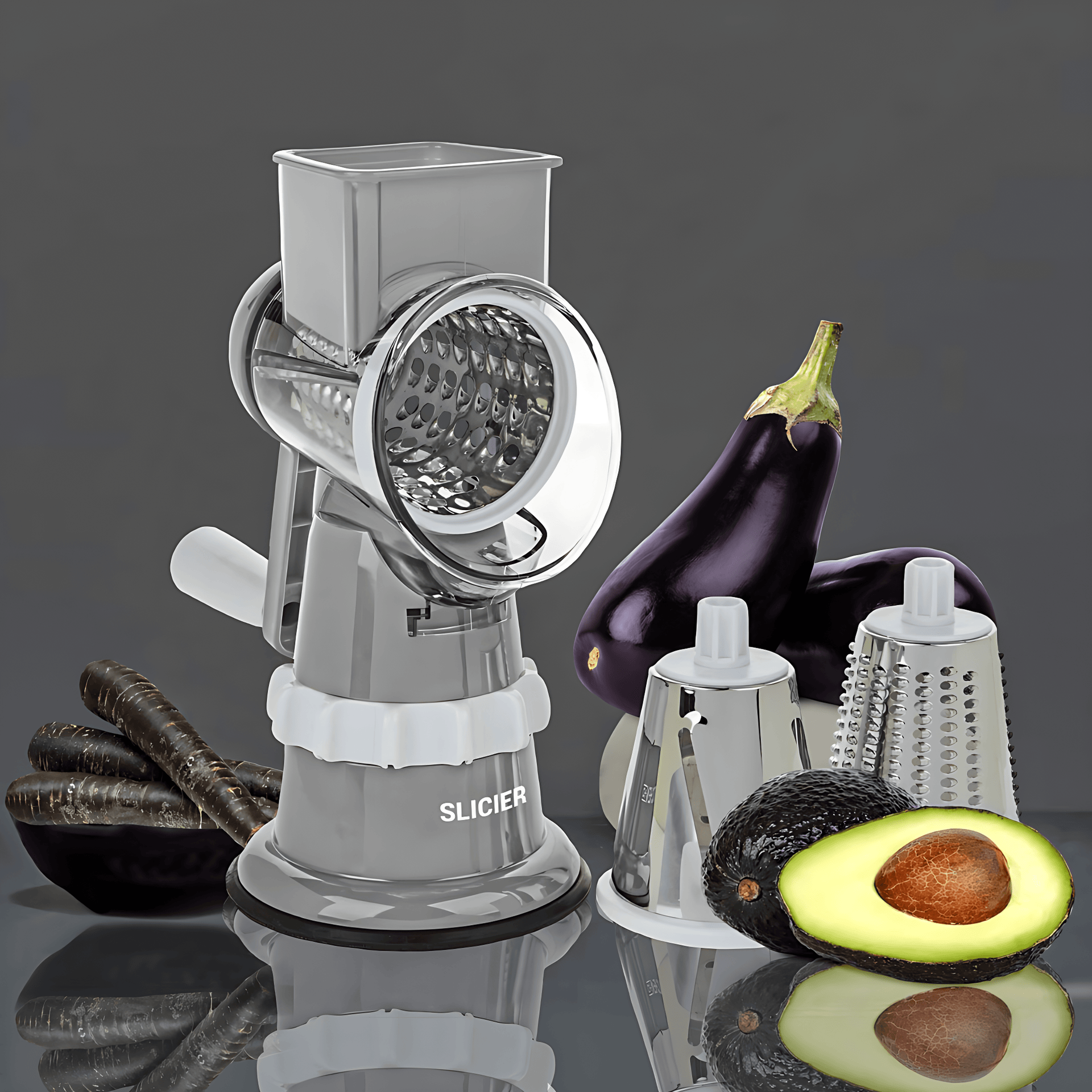 Manual Rotary Cheese Grater -Round Mandoline Slicer with 3 Interchangeable Blades -Vegetable Slicer Nuts Grinder Cheese Shredder with Free 3-in-1